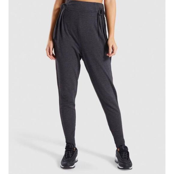 Gymshark Womens Slounge Cinched High Waist Lounge Activewear Joggers Pants Gray - Picture 1 of 9